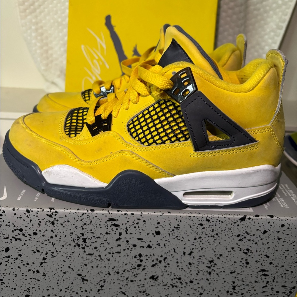 Jordan 4s Kids Yellow and Black Sneakers